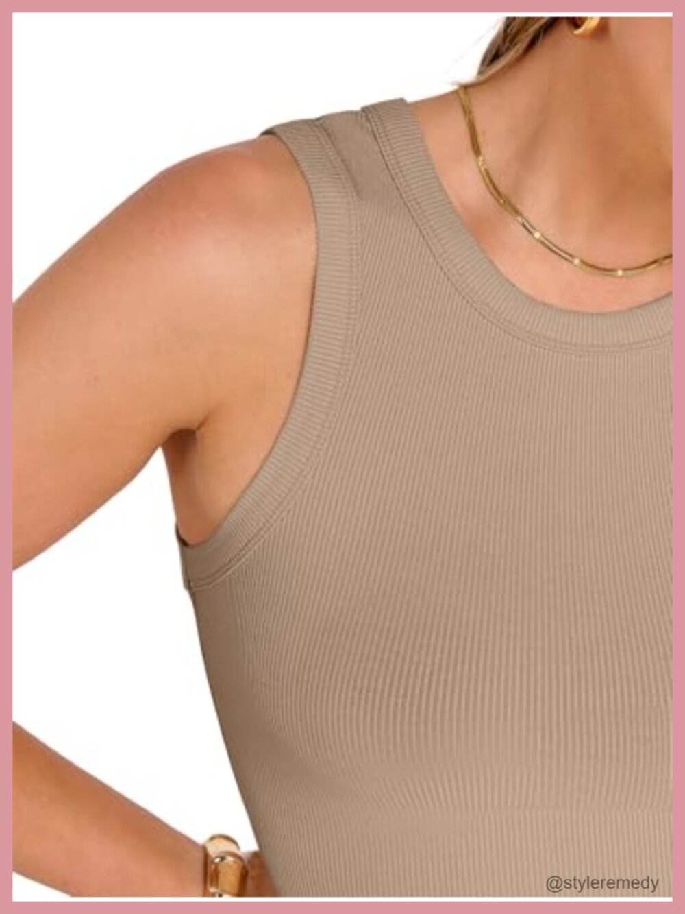 Slim Fit Ribbed Knit Crop Tank Top Sleeveless High Neck Summer Workout Tee - Picture 4 of 6